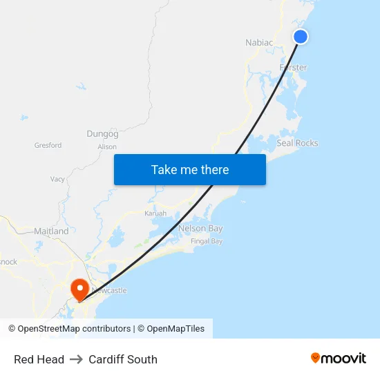 Red Head to Cardiff South map