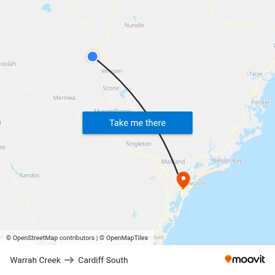 Warrah Creek to Cardiff South map