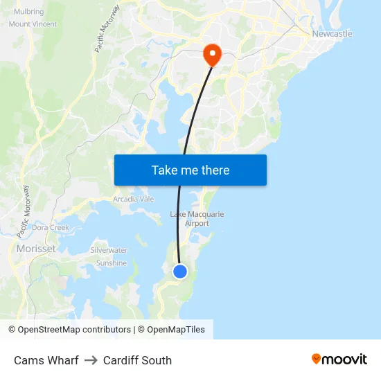 Cams Wharf to Cardiff South map