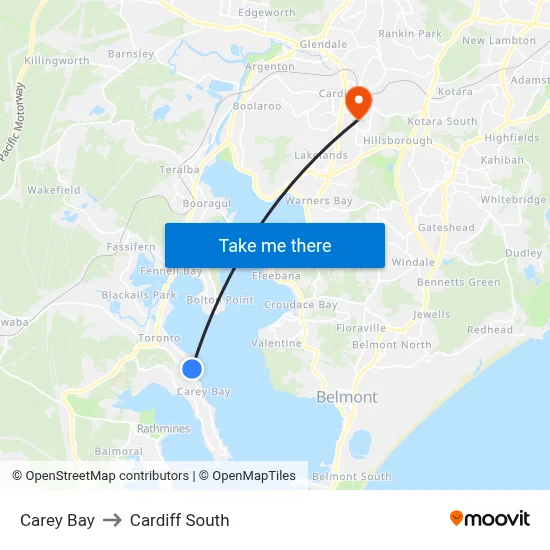 Carey Bay to Cardiff South map