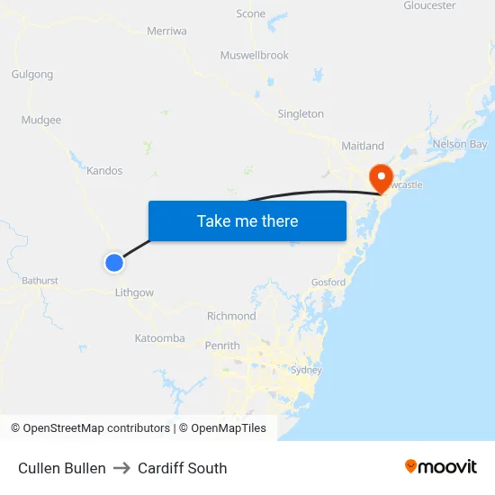 Cullen Bullen to Cardiff South map