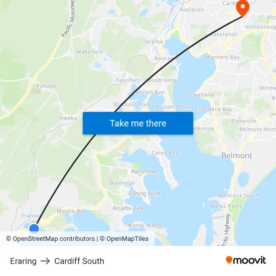 Eraring to Cardiff South map