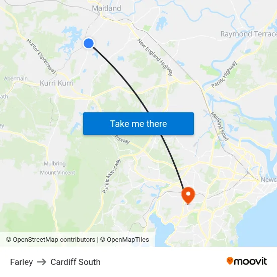Farley to Cardiff South map
