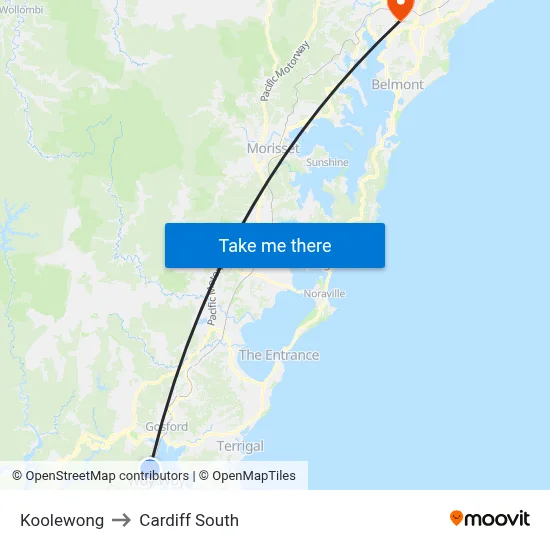 Koolewong to Cardiff South map