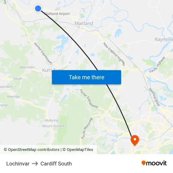 Lochinvar to Cardiff South map