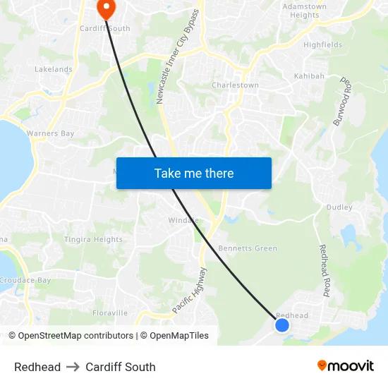 Redhead to Cardiff South map