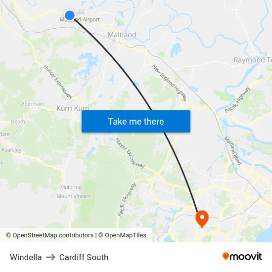 Windella to Cardiff South map