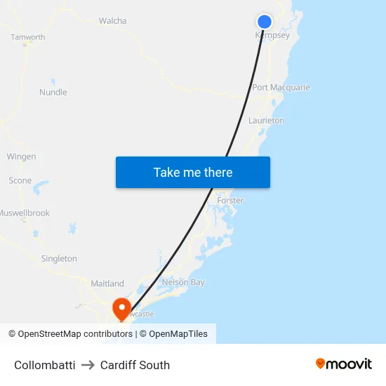 Collombatti to Cardiff South map