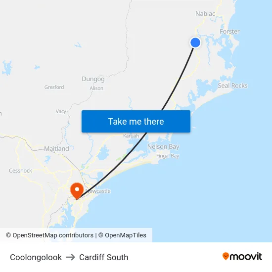 Coolongolook to Cardiff South map