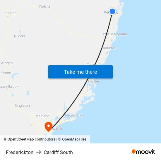 Frederickton to Cardiff South map