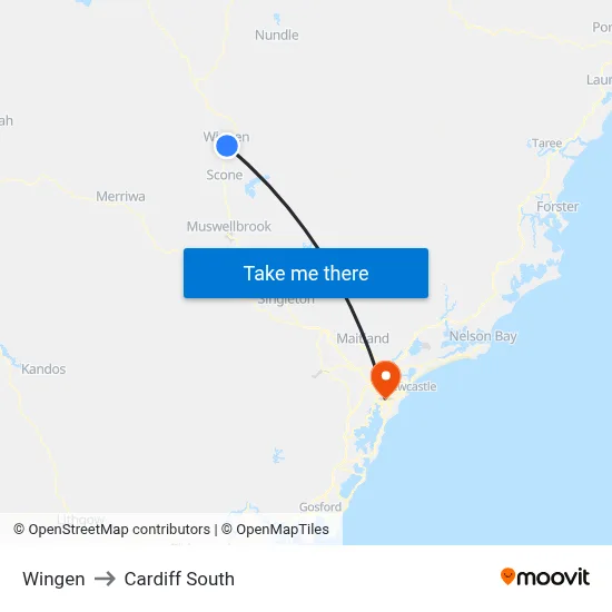 Wingen to Cardiff South map