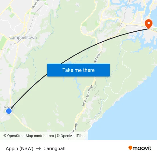 Appin (NSW) to Caringbah map
