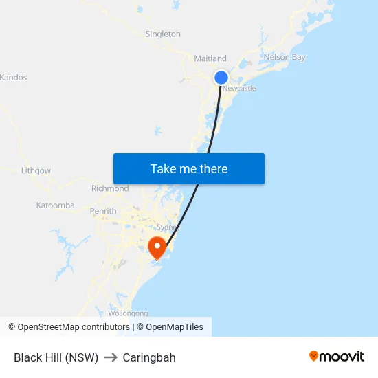 Black Hill (NSW) to Caringbah map