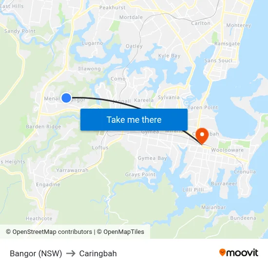 Bangor (NSW) to Caringbah map