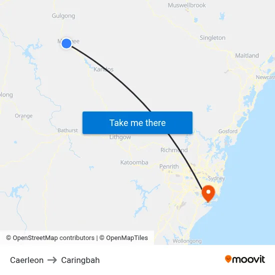 Caerleon to Caringbah map