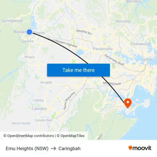 Emu Heights (NSW) to Caringbah map