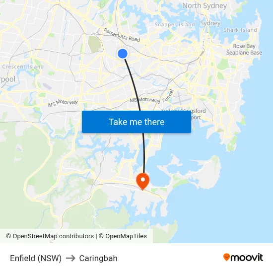 Enfield (NSW) to Caringbah map