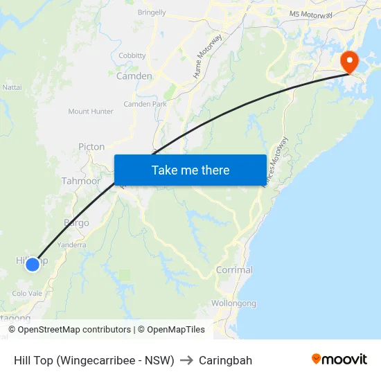 Hill Top (Wingecarribee - NSW) to Caringbah map