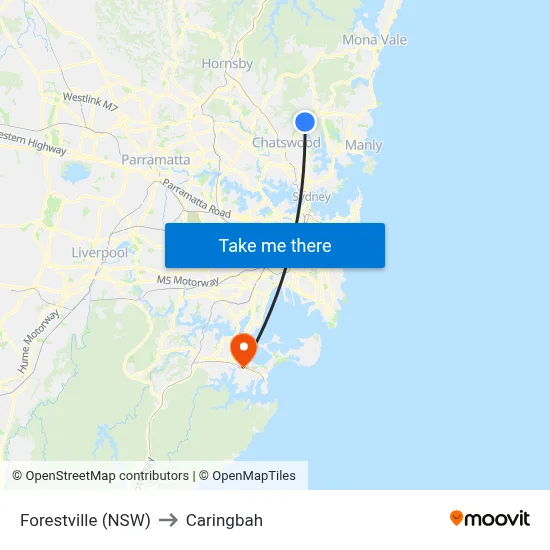 Forestville (NSW) to Caringbah map