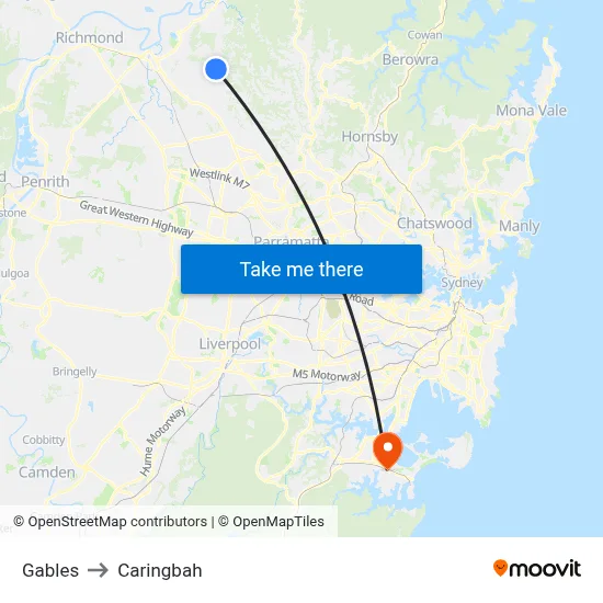 Gables to Caringbah map