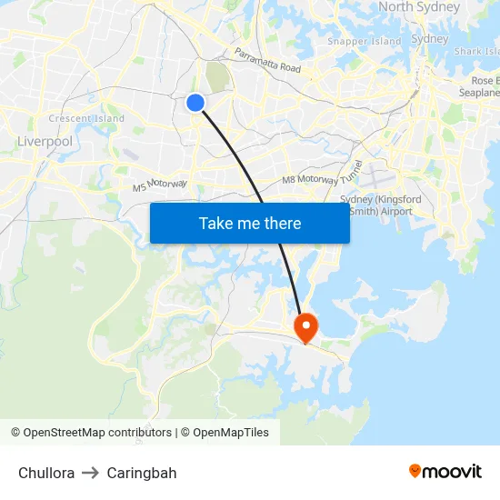 Chullora to Caringbah map