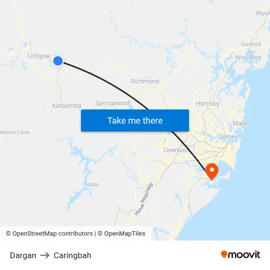 Dargan to Caringbah map