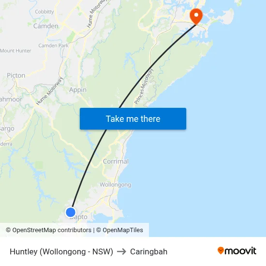 Huntley (Wollongong - NSW) to Caringbah map