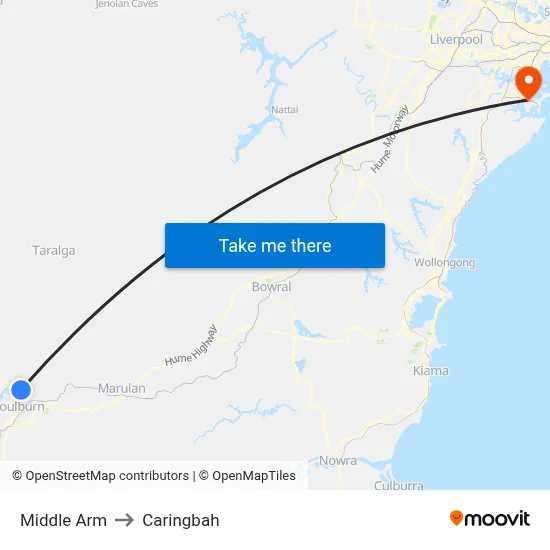Middle Arm to Caringbah map