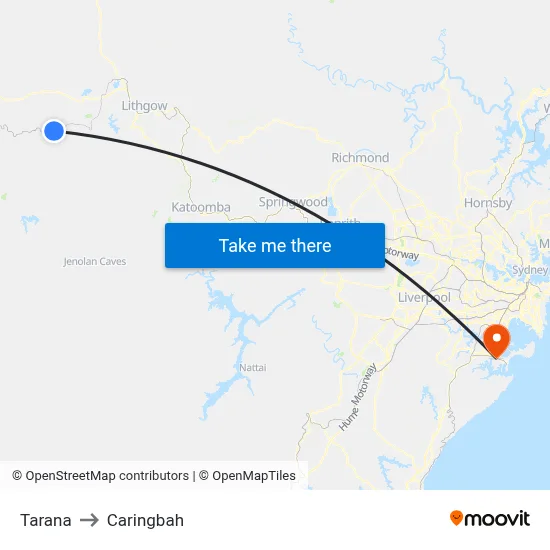 Tarana to Caringbah map