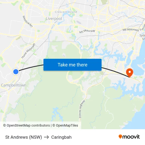 St Andrews (NSW) to Caringbah map