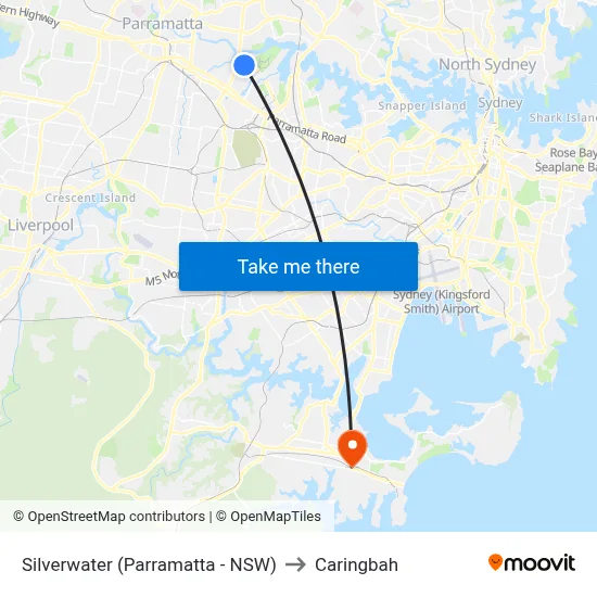 Silverwater (Parramatta - NSW) to Caringbah map