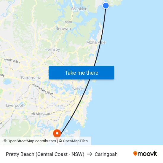 Pretty Beach (Central Coast - NSW) to Caringbah map