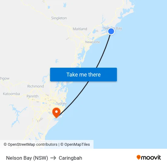 Nelson Bay (NSW) to Caringbah map