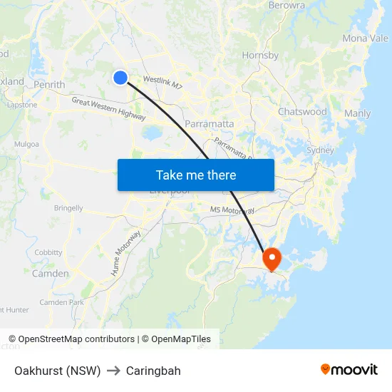 Oakhurst (NSW) to Caringbah map