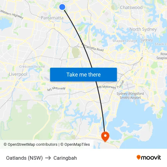 Oatlands (NSW) to Caringbah map