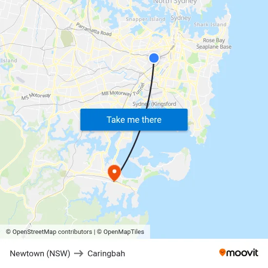 Newtown (NSW) to Caringbah map
