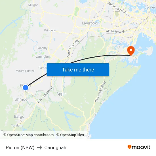 Picton (NSW) to Caringbah map