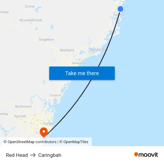 Red Head to Caringbah map