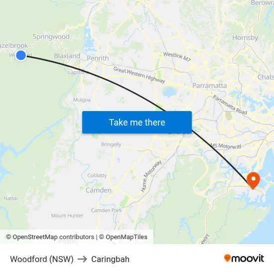 Woodford (NSW) to Caringbah map