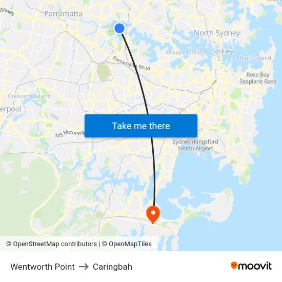 Wentworth Point to Caringbah map