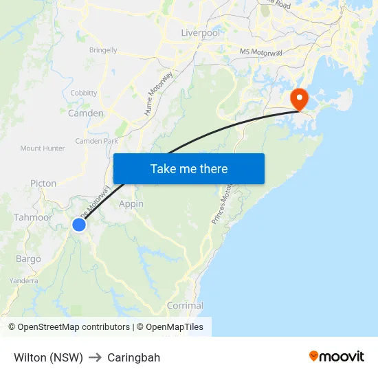 Wilton (NSW) to Caringbah map