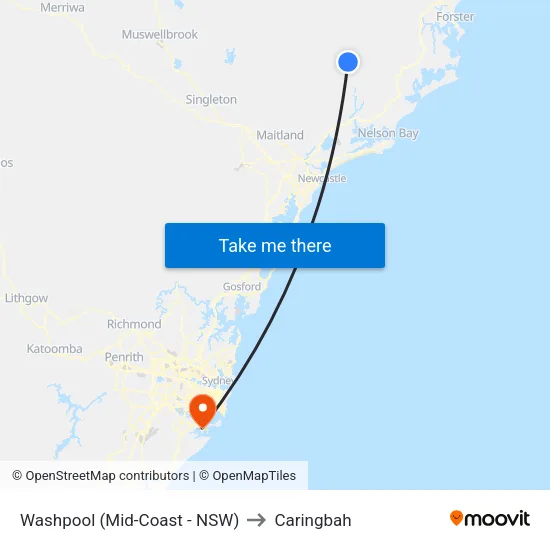 Washpool (Mid-Coast - NSW) to Caringbah map