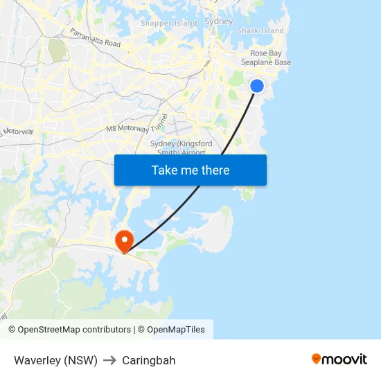 Waverley (NSW) to Caringbah map
