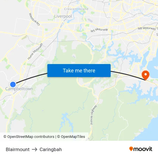 Blairmount to Caringbah map