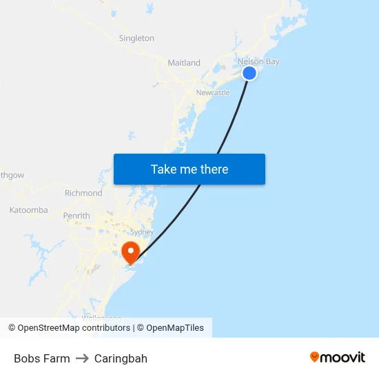 Bobs Farm to Caringbah map
