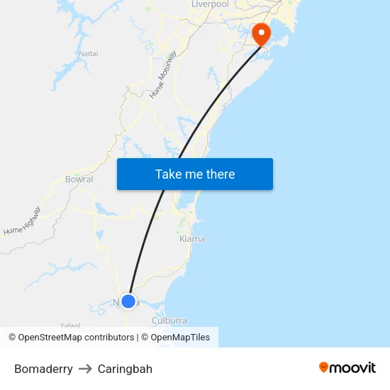 Bomaderry to Caringbah map