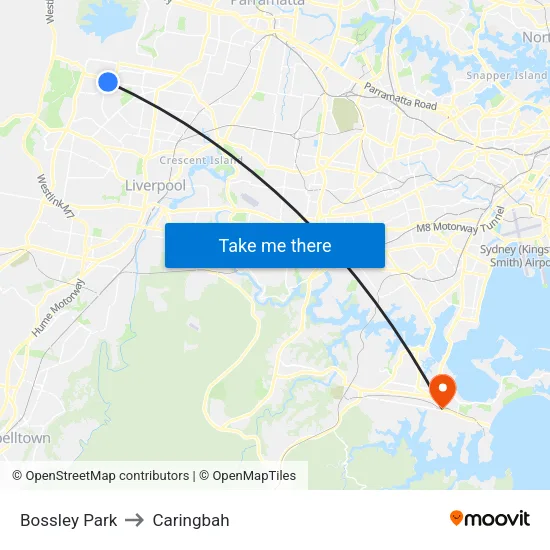 Bossley Park to Caringbah map