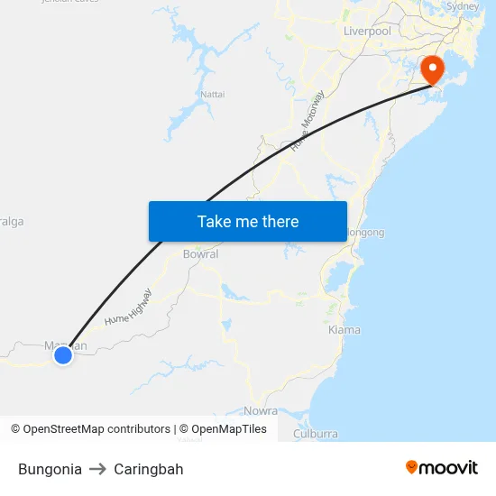 Bungonia to Caringbah map