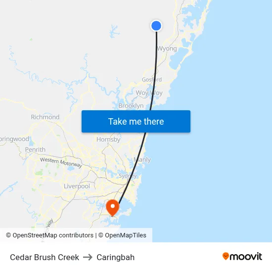 Cedar Brush Creek to Caringbah map