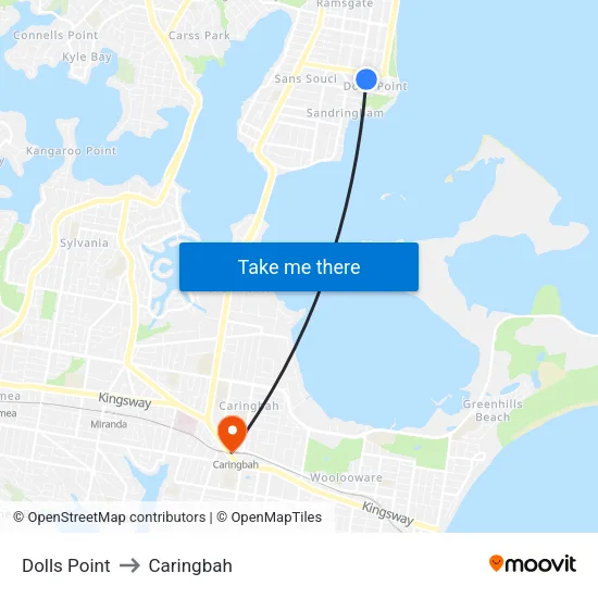 Dolls Point to Caringbah map